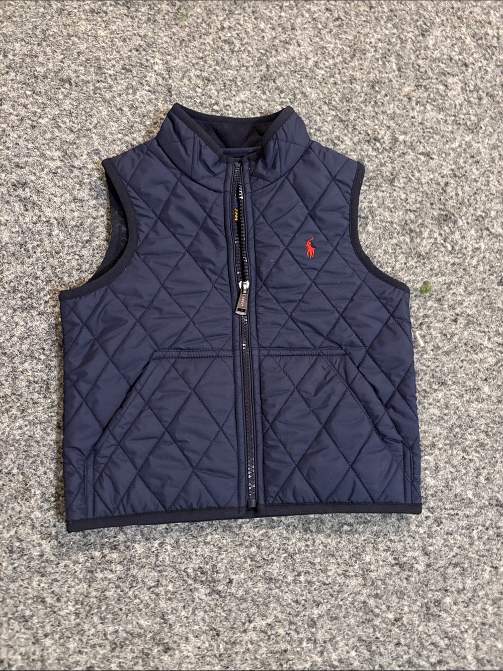 NWT Ralph Lauren Polo Quilted Navy Kids Vest with Red Pony